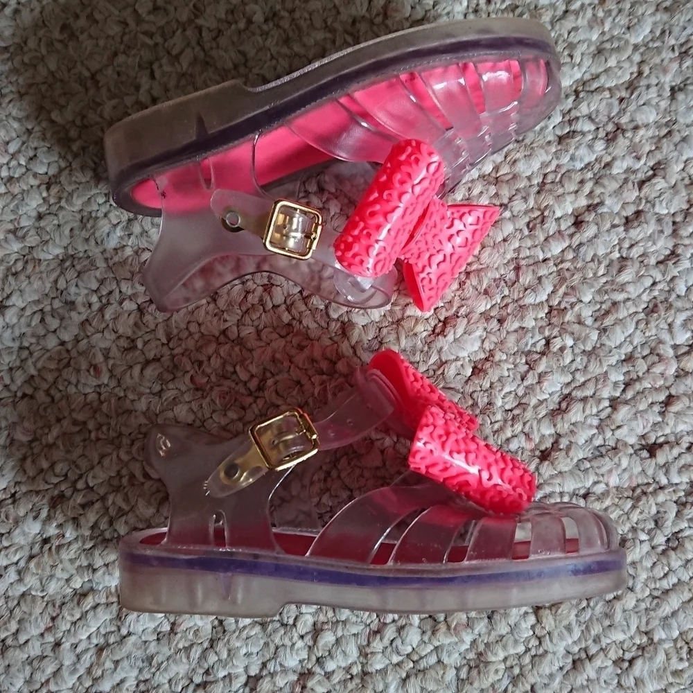 Mel By Melissa Toddler Clear Jelly Sandals Pink Leopard Bow Size 7
